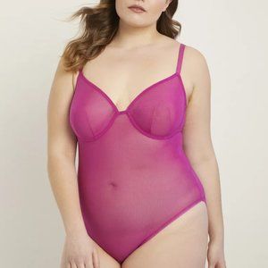 Priscilla Ono Eloquii Sheer Bodysuit Underwire Plus Size Neon Barbie Pink 24